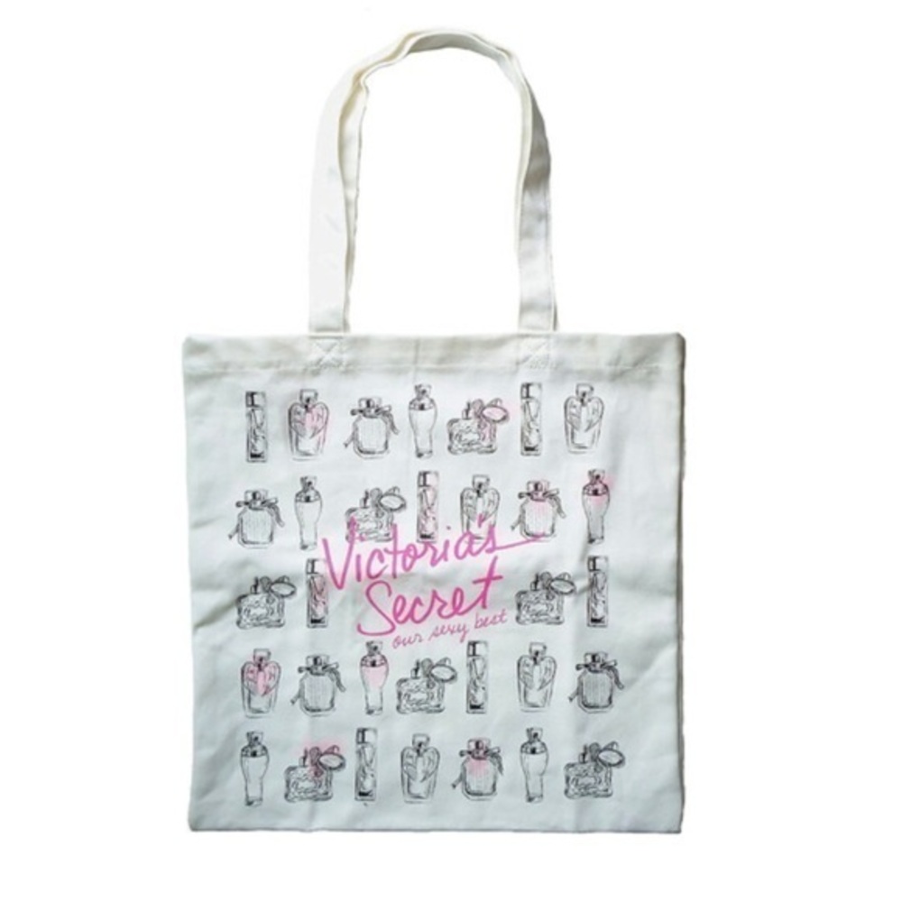 VICTORIA'S SECRET Our Sexy Best Canvas Tote Shopper Travel Bag Perfume Bottles